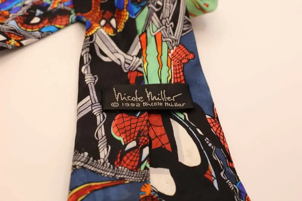Vintage 1992 Nicole Miller Marvel Spider-Man Comic Print 100% Silk Necktie
